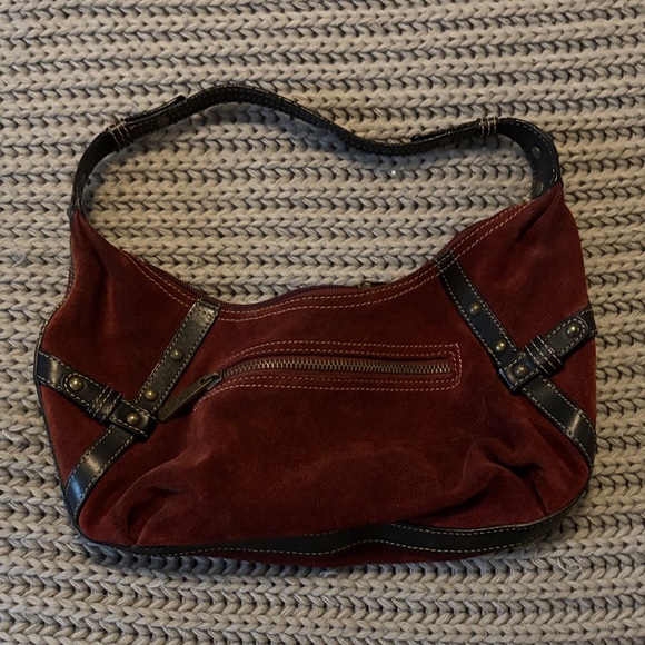 Maxx New York Handbags - Maxx New York Burgundy and Black Hobo Bag